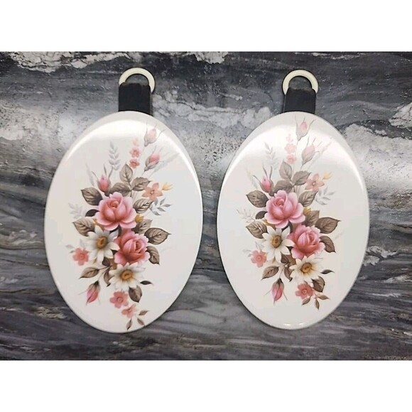 Vintage  Bicraft Loustries Pottery Wall Trivets Set Of 2 From 80's Artwork 6x4.5 - Picture 1 of 5